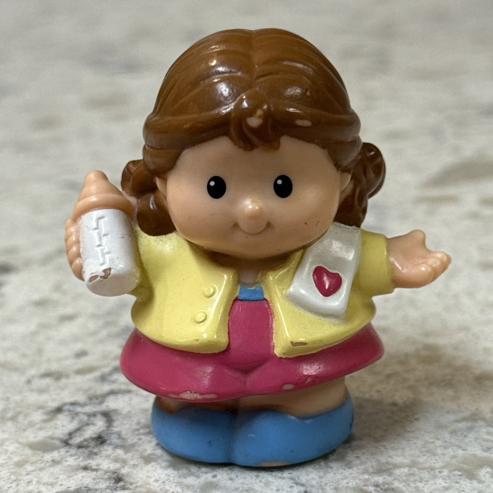 Fisher Price Little People Mom Baby Bottle Burp Cloth Mother Linda 2001 2007